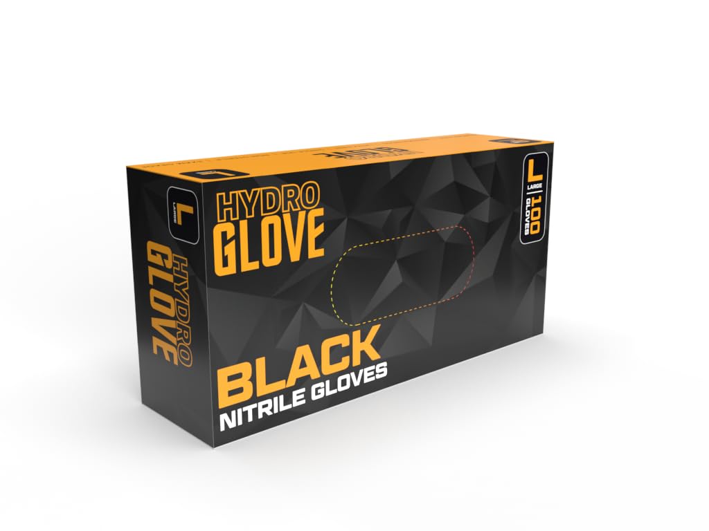 HydroGlove | 5 MIL Black NITRILE Gloves | Case of 1000 | Thick & Durable,Powder Free, Latex-Free (SMALL)