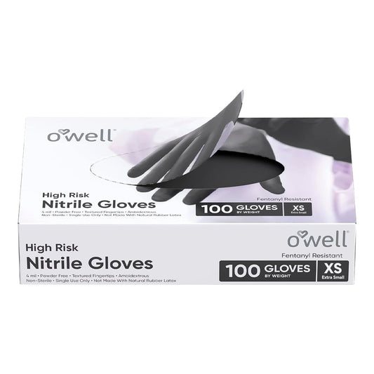 OWELL Black Nitrile Gloves, 4 Mil Medical Exam Gloves, Black Nitrile Disposable Gloves For High Risk Environments, Food Safe & Chemical-Resistant, Powder & Latex-Free Glove, X-Large Size, 1000 Count