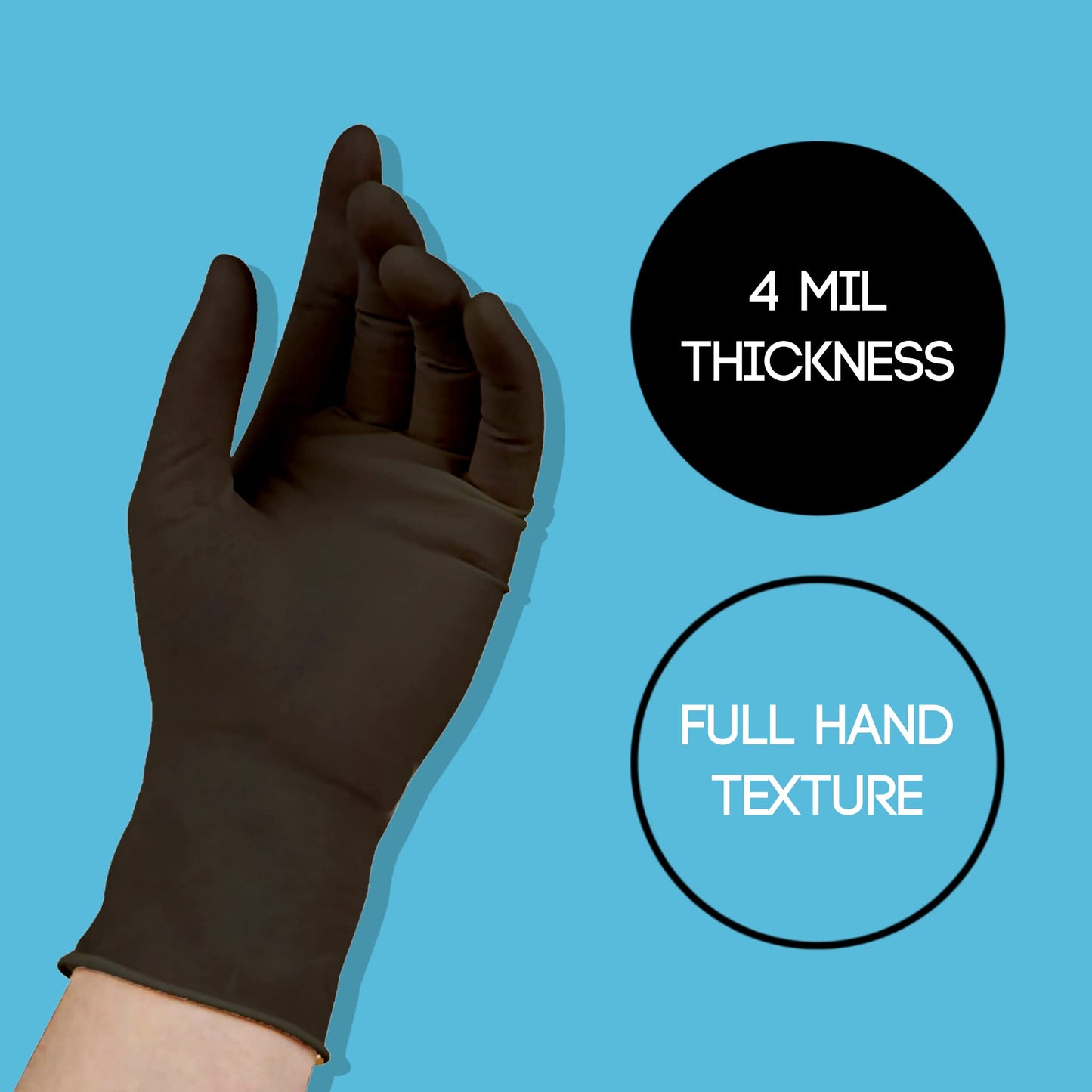 ASAP Black Nitrile Gloves Large - 4 Mil Black Exam Gloves, Black Latex Free Gloves, Powder Free Gloves - Medical, Food Safe, Disposable Black Gloves - Large Black Nitrile Gloves - Pack of 100