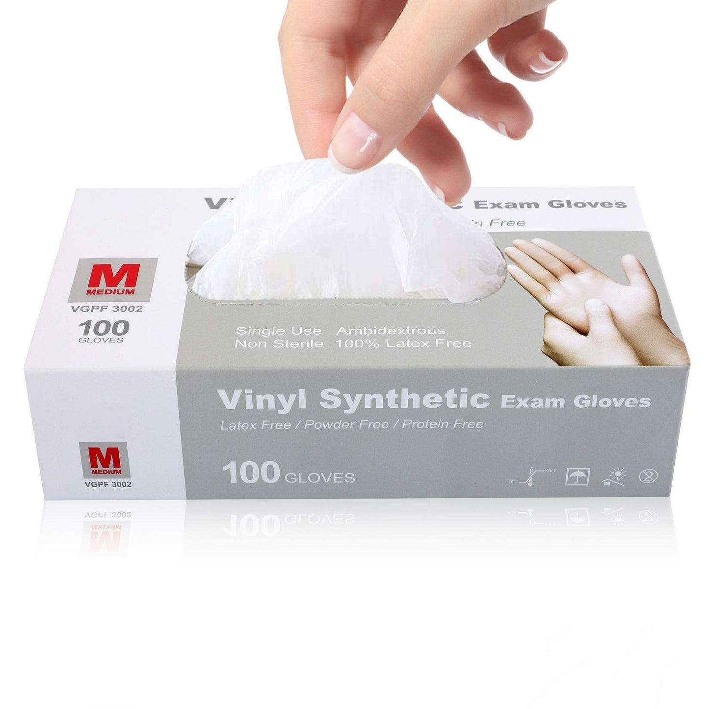 Oh! Trendy Disposable Medical Clear Vinyl Exam Gloves Industrial Gloves - Latex-Free & Powder-Free 100PCS - Medium