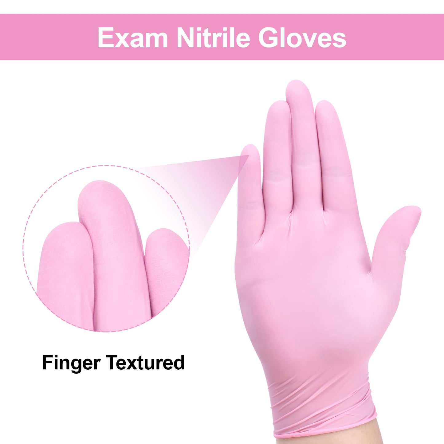 SwiftGrip Nitrile Disposable Gloves, 3-mil, Medical exam Gloves Disposable Latex Free, Gloves for Cleaning & Esthetician, Pink Rubber Gloves, Pink Cleaning Gloves, Powder-Free, 1000-ct Case (Large)