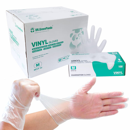 Dr.GreenPanda Medium 1000pcs Clear Vinyl Medical Exam Gloves for Healthcare Food Prep Handling Cooking Cleaning Multipurpose Great Value Light Work Latex Fre Powder Free