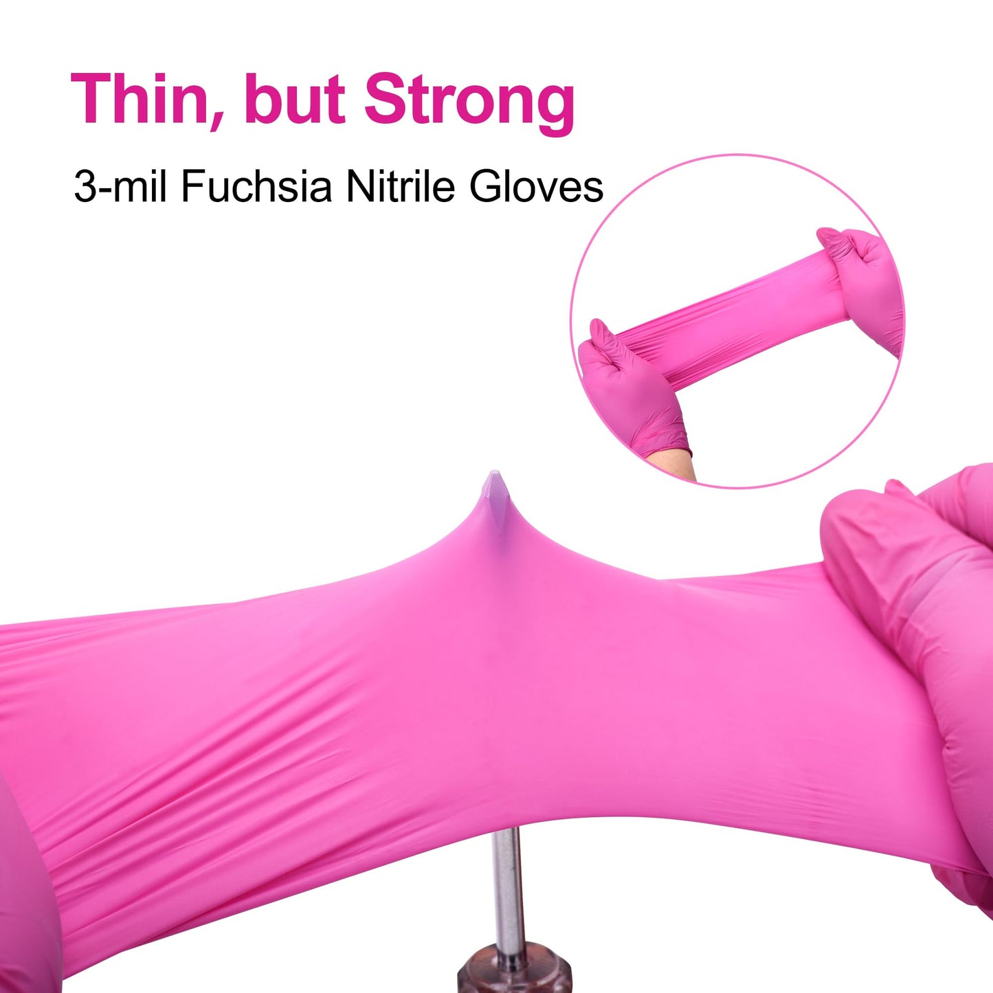 SwiftGrip Powder-Free Nitrile Gloves, Medium, 100ct Box - 3-mil, Disposable, Latex-Free, for Kitchen, Cleaning, Estheticians, Hair Stylist - Pink/Fuchsia