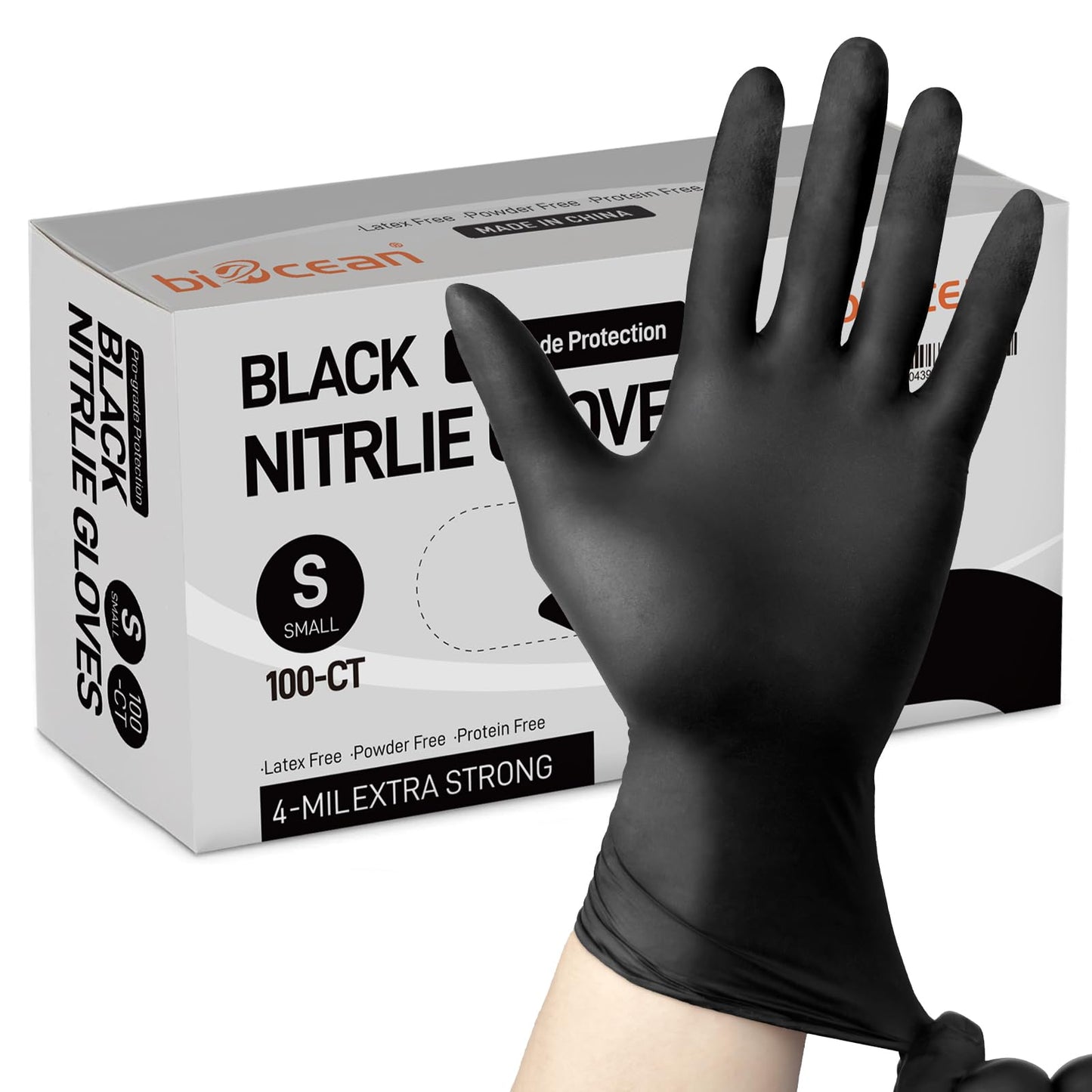 biocean Disposable Nitrile Gloves Black Nitrile Cleaning Gloves, Powder Free, [100 Count] Cooking Gloves, Latex-Free for Exam,Food Prep,Hair Dye,Spa,Tattoo 4-mil (X-Large)