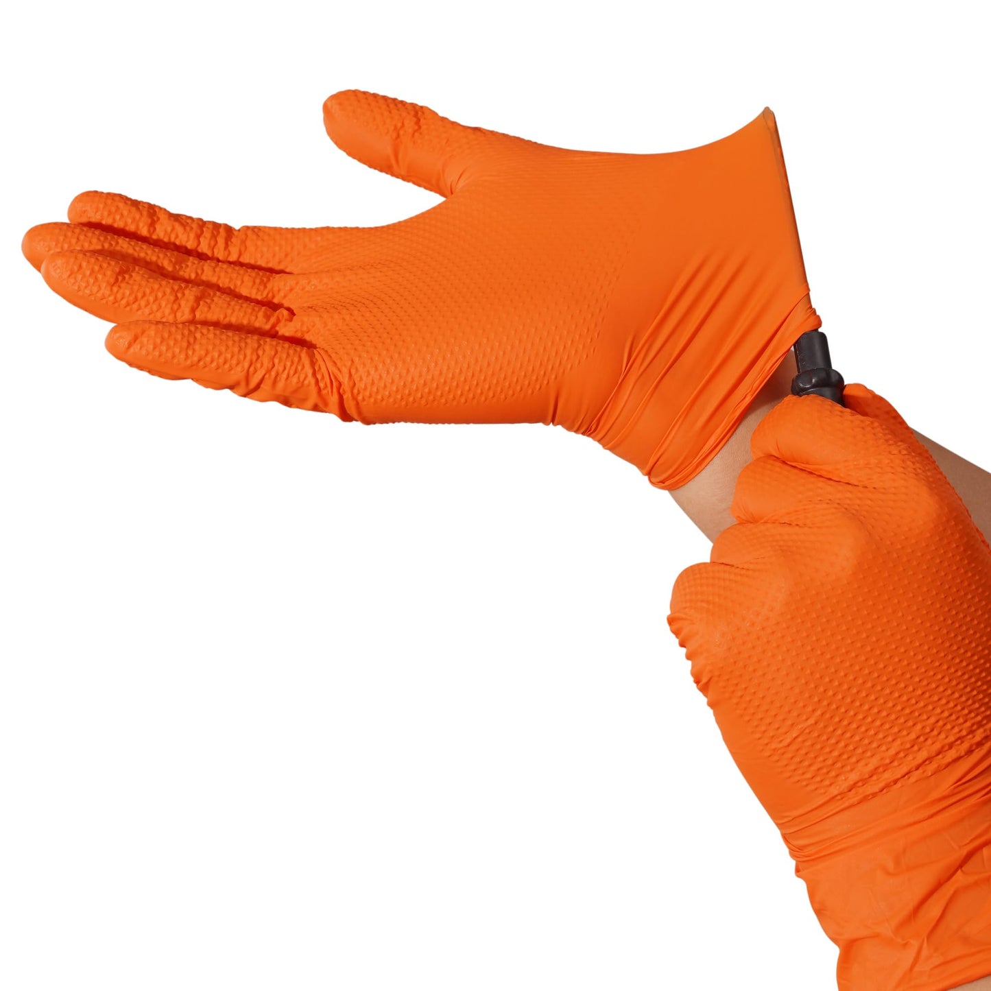 MEDPRAYER Industrial Orange Nitrile Gloves – Disposable Rubber Gloves 8 Mil – Raised Diamond Texture, Latex & Powder Free - Size XL, Pack of 100