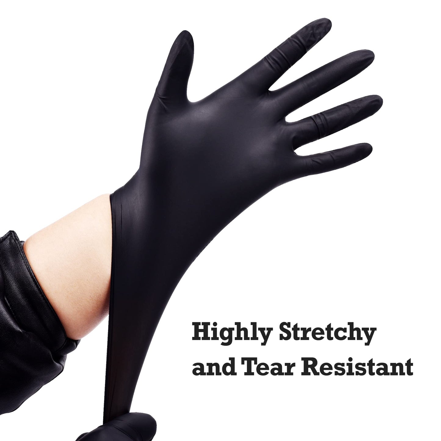 TitanFlex Disposable Nitrile Exam Gloves, 6-mil, Black, Large 100-ct Box, Heavy Duty Disposable Gloves, Cooking Gloves, Mechanic Gloves, Latex Free Gloves, Food Safe Rubber Gloves for Food Prep