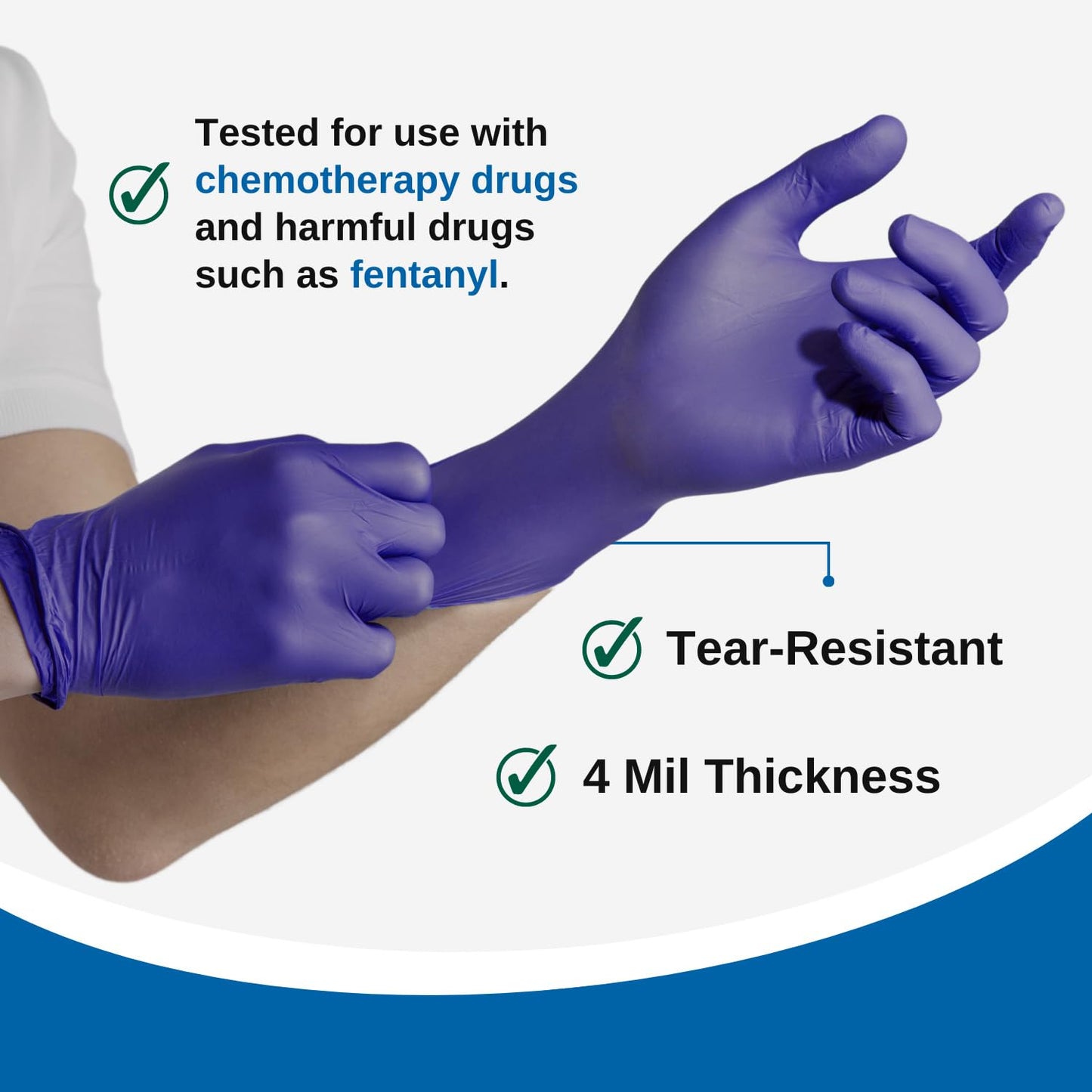 HCS Nitrile Exam Gloves - (230/Box) Medical Gloves Disposable, Latex-Free - Chemo Rated Purple Rubber Gloves - Disposable Gloves XL