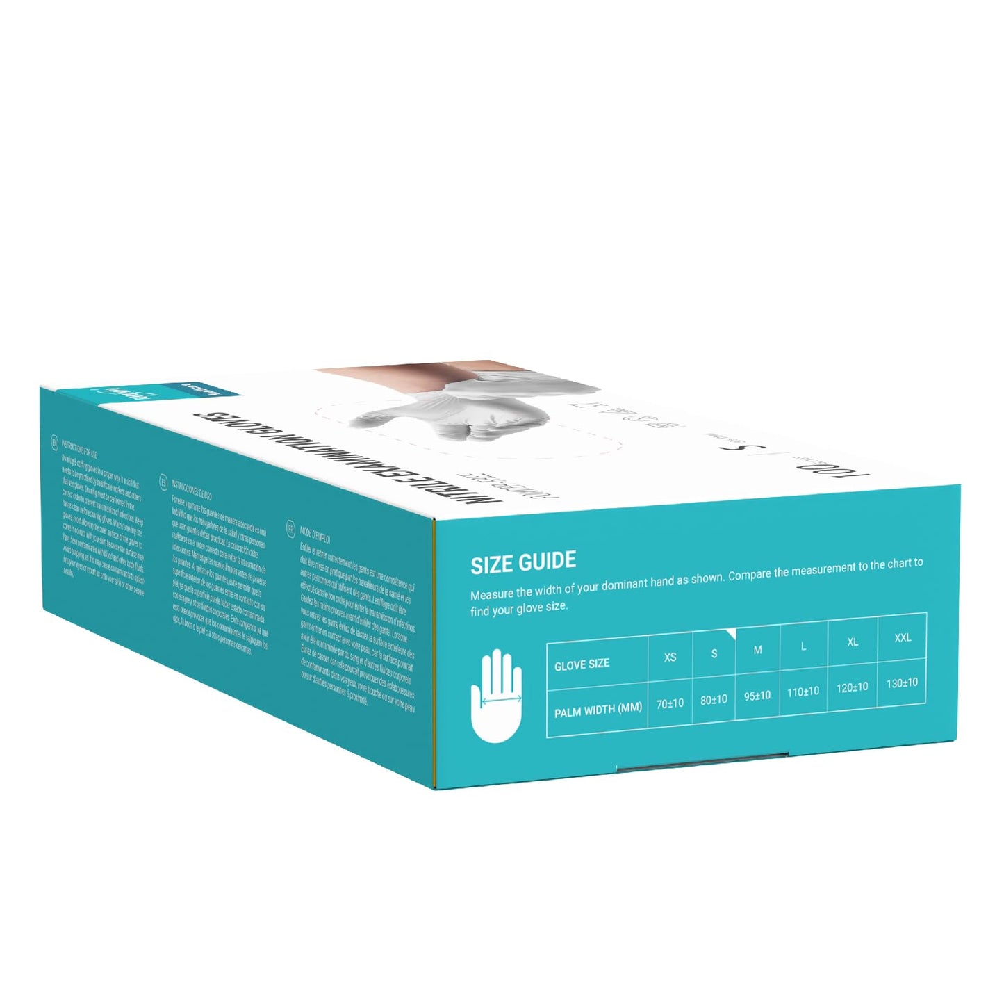 EUROPAPA Nitrile Exam Gloves, White, S, Pack of 100