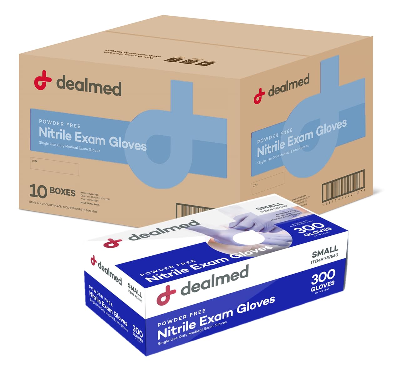 Dealmed Nitrile Medical Grade Exam Gloves, 3.0 mm, Latex Free, Disposable Gloves for Hospitals, Law Enforcement, First Response, Blue (Medium, 3000 ct.)