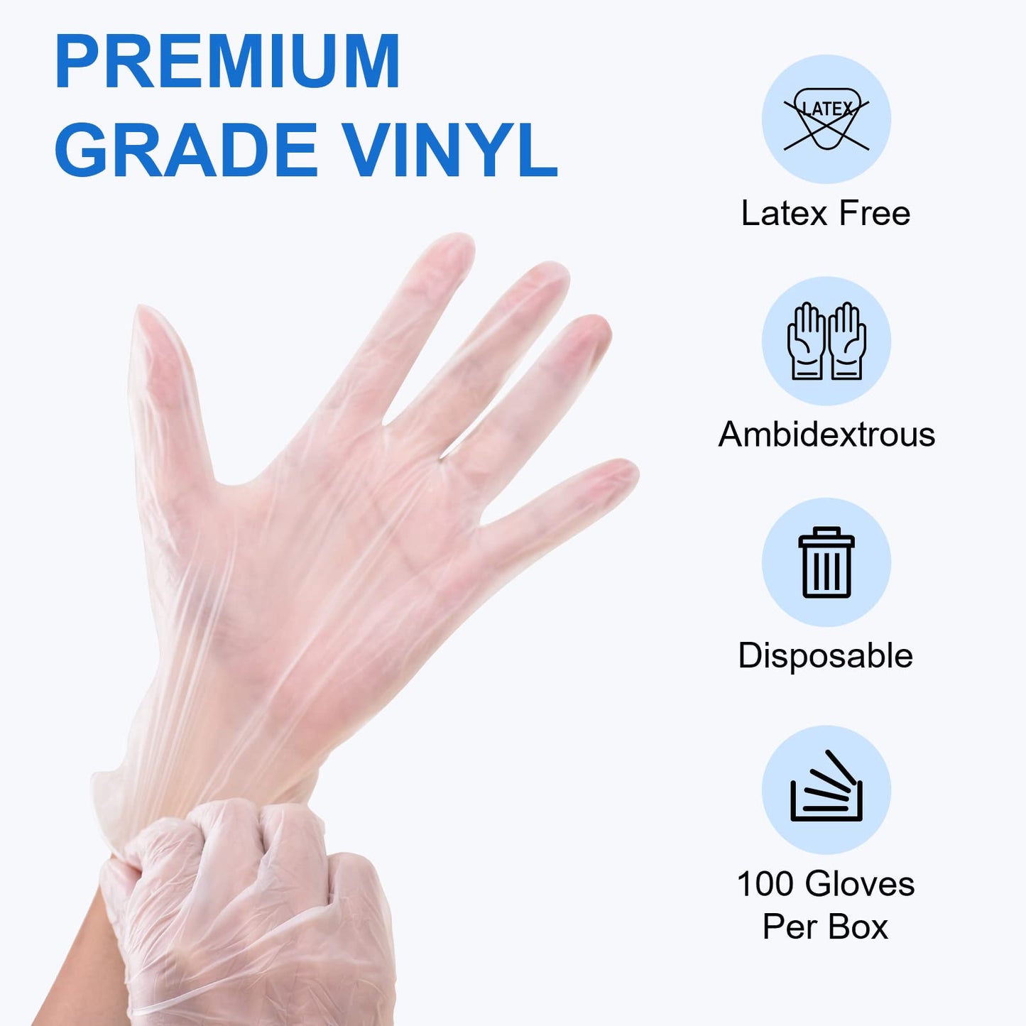 Schneider Clear Vinyl Exam Gloves, 4-mil, Large 100-ct Box, Latex-Free, Disposable Gloves, Medical Gloves, Cleaning Gloves, Food Prep Gloves, Food Safe Rubber Gloves, Powder-Free, Non-Sterile