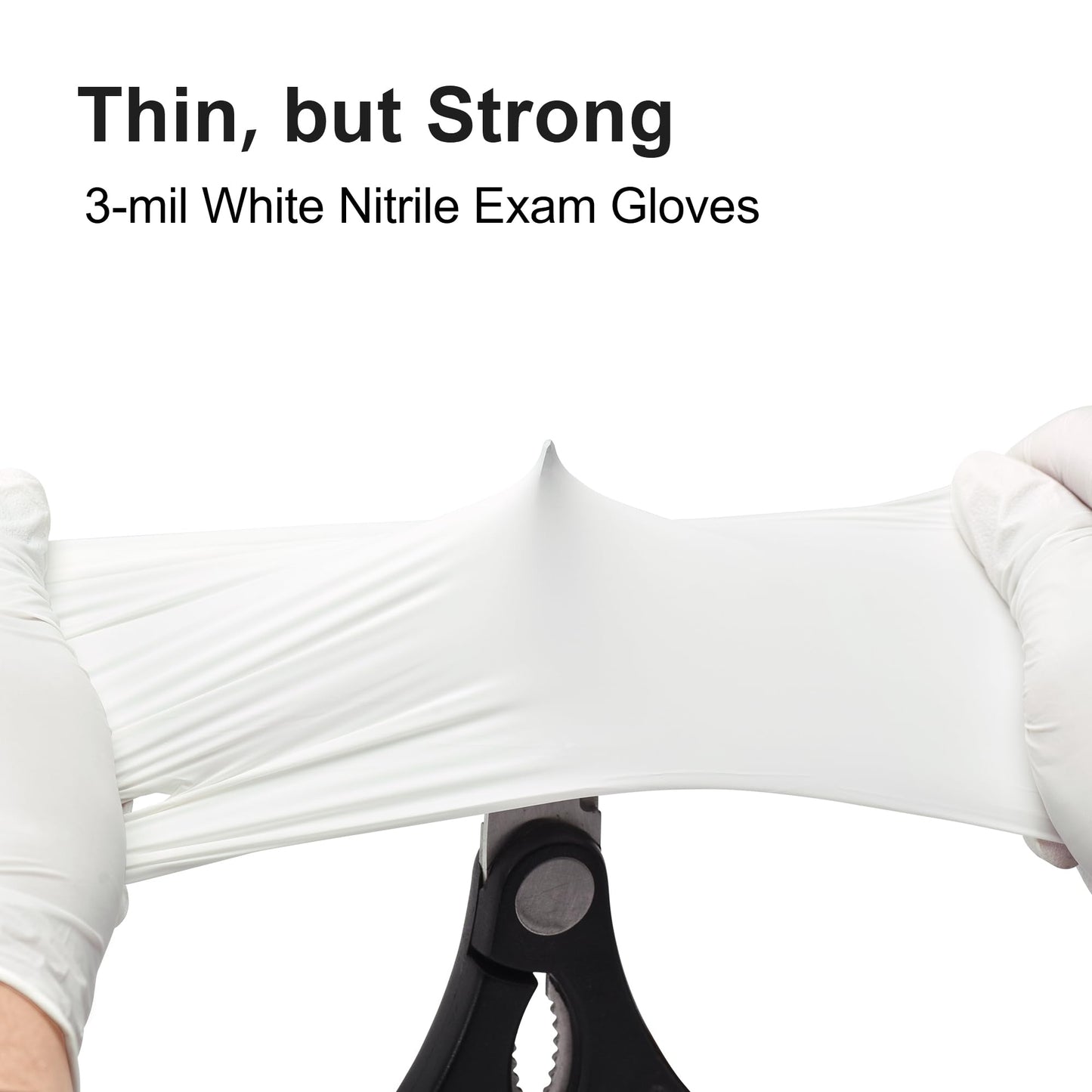 SwiftGrip Disposable Nitrile Exam Gloves, 3-mil, Medium, Box of 100, White Nitrile Gloves Disposable Latex Free for Medical, Cleaning, Cooking & Esthetician, Food-Safe, Powder-Free, Non-Sterile