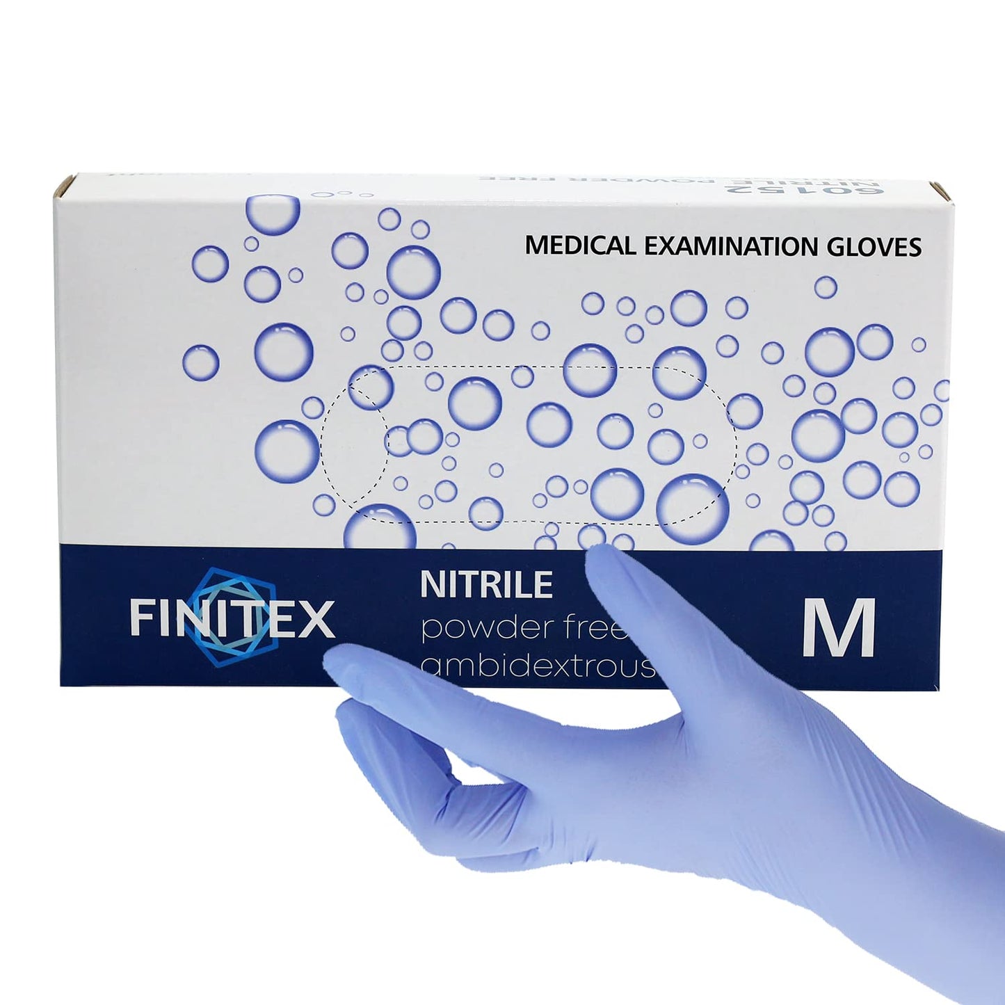 FINITEX Disposable Nitrile Exam Gloves 1000 PCS - 3.2mil Ice Blue Powder-free Latex-Free Gloves Examination Home Cleaning Food Gloves (L)