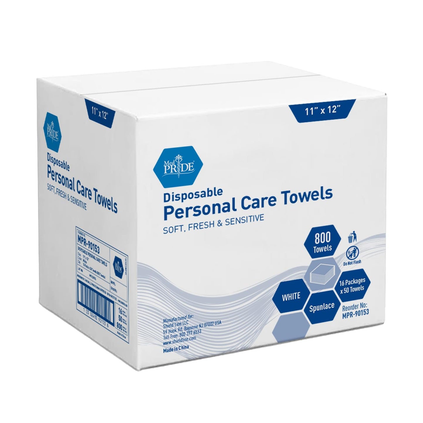 MED PRIDE Disposable Dry Washcloths, 800-count, 11” by 12” Quarter Fold, Soft & Absorbent, Ideal for Baby Wipes, Incontinence Care, Makeup Removing