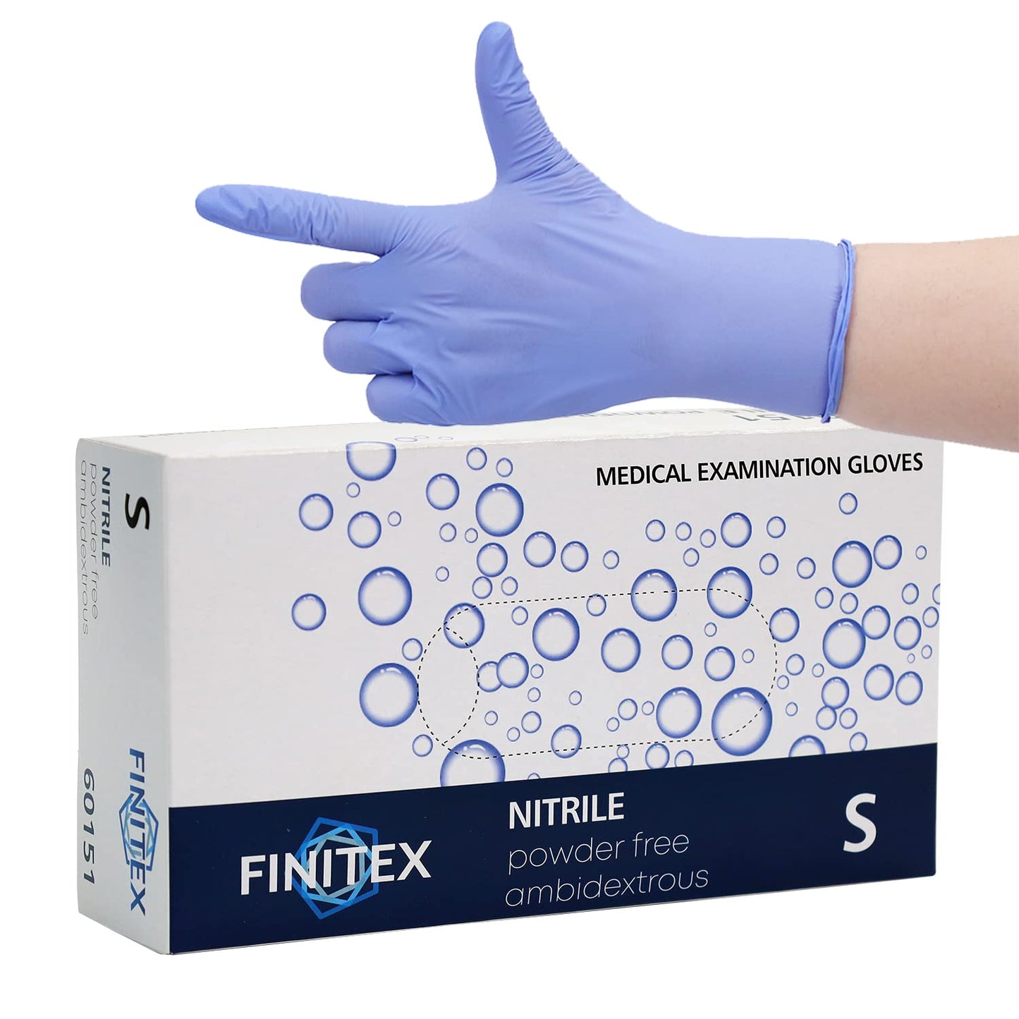 FINITEX Disposable Nitrile Exam Gloves 1000 PCS - 3.2mil Ice Blue Powder-free Latex-Free Gloves Examination Home Cleaning Food Gloves (L)