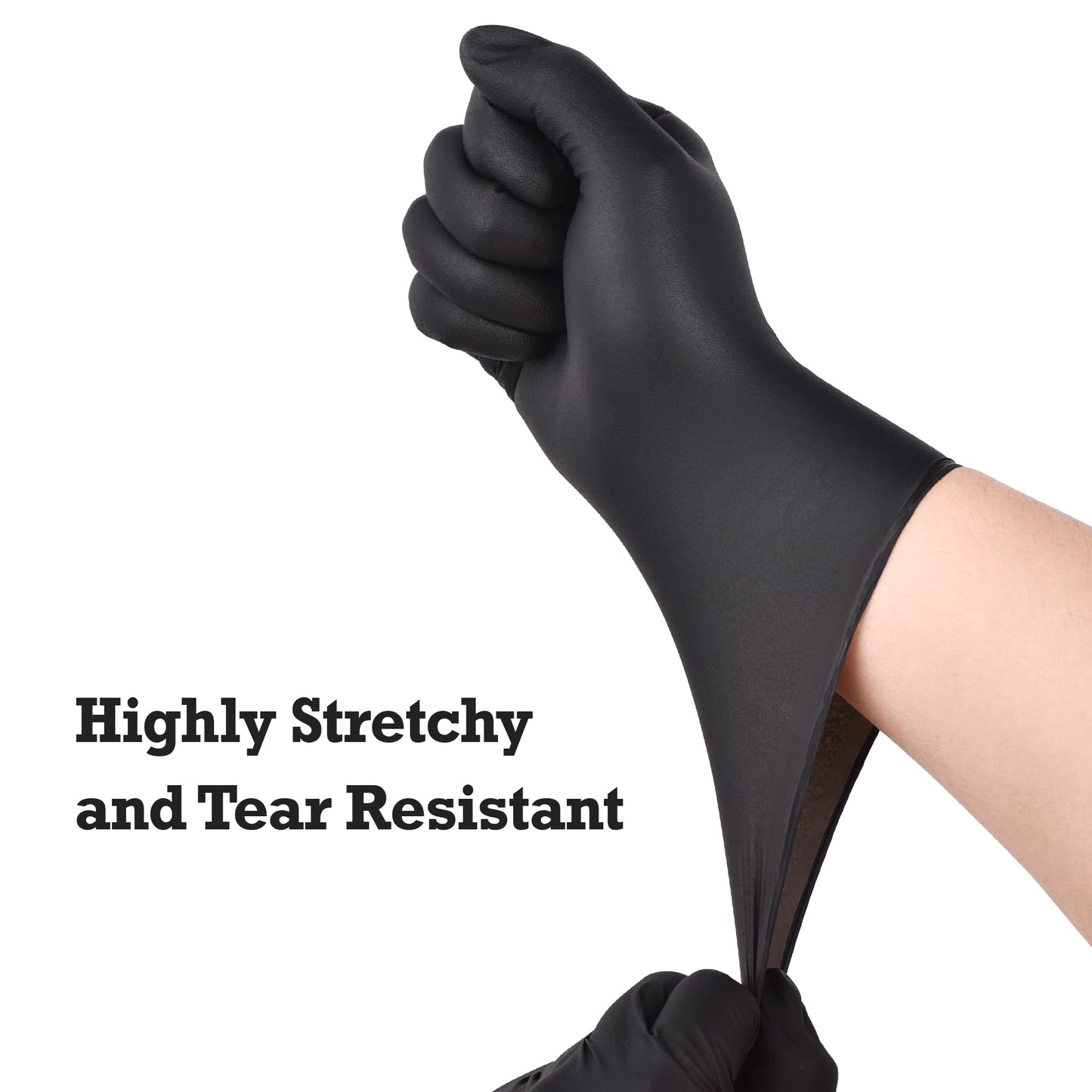 TitanFlex Heavy-Duty Black Disposable Nitrile Gloves, Box of 100, 6-mil, Fully Textured, Powder-Free, Latex-Free, Non-Sterile