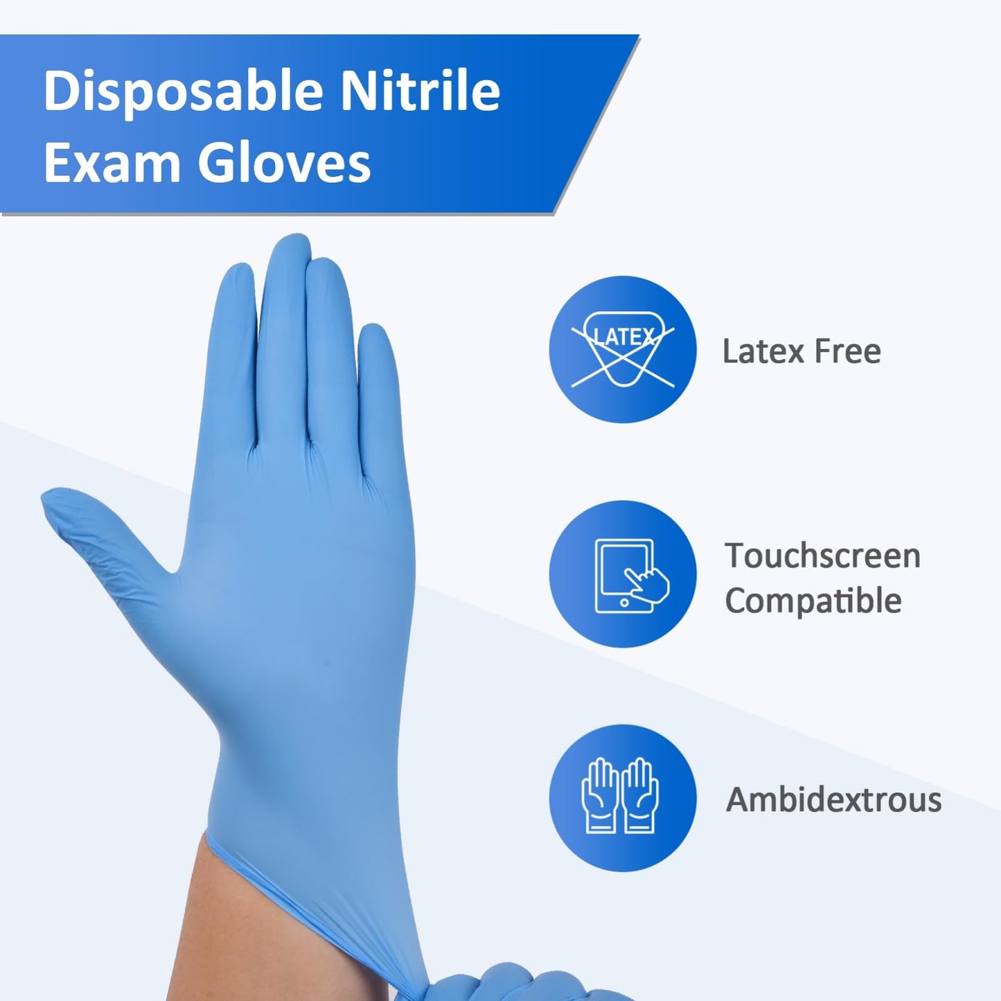 Schneider Nitrile Exam Gloves, Medium, 200-ct Box, 4 mil, Blue Gloves Disposable Latex Free, Powder Free Medical Gloves for Cooking, Cleaning, Examination