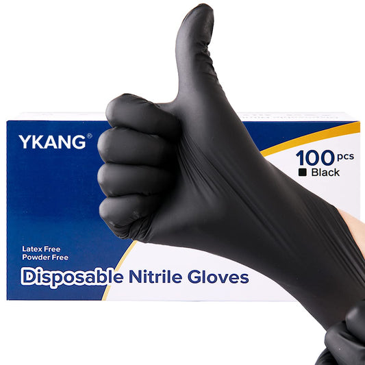 YKANG Nitrile Gloves,Black Disposable Gloves Latex Free 100 PCS,Cooking Gloves,Food Prep,Household Cleaning Gloves(XL)