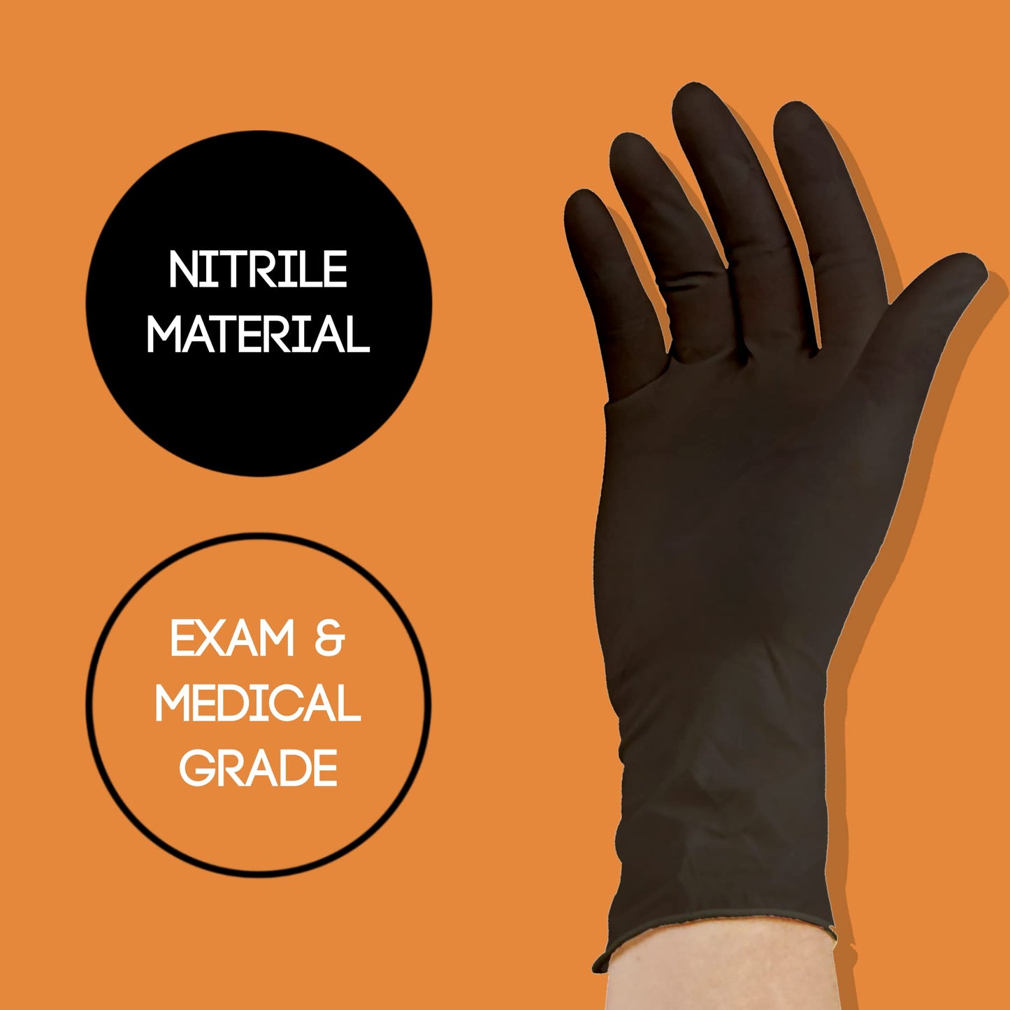 ASAP Black Nitrile Gloves Large - 4 Mil Black Exam Gloves, Black Latex Free Gloves, Powder Free Gloves - Medical, Food Safe, Disposable Black Gloves - Large Black Nitrile Gloves - Pack of 100