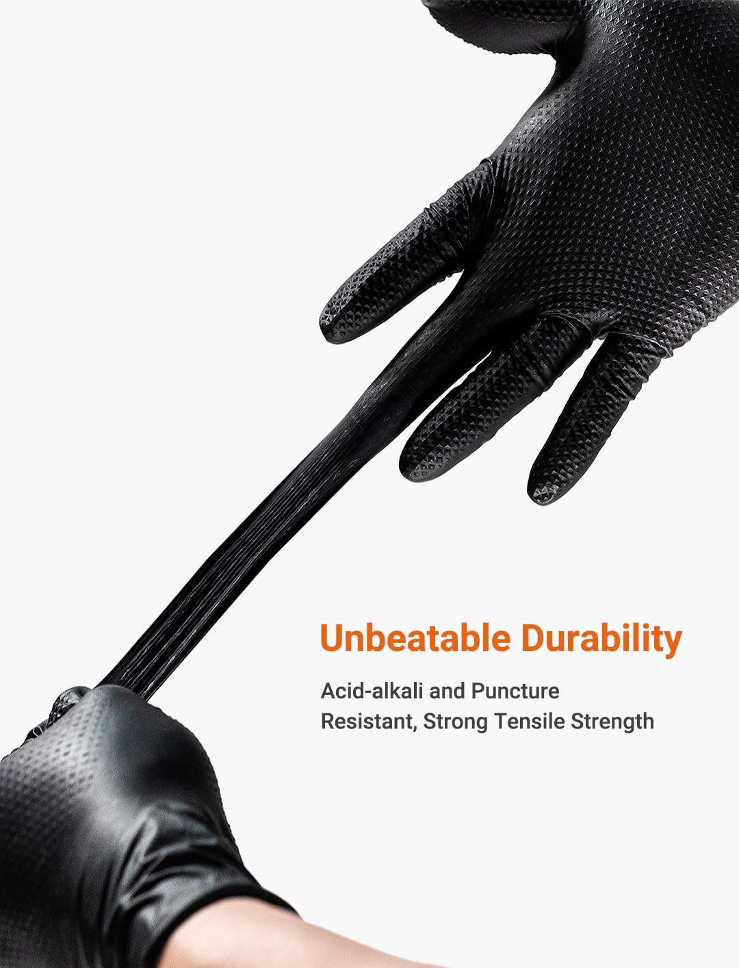 UYKKE 10mil Nitrile Gloves Thick,Industrial Disposable Gloves with Diamond Textured,Heavy Duty Mechanic Gloves,Latex Free (100, Large)