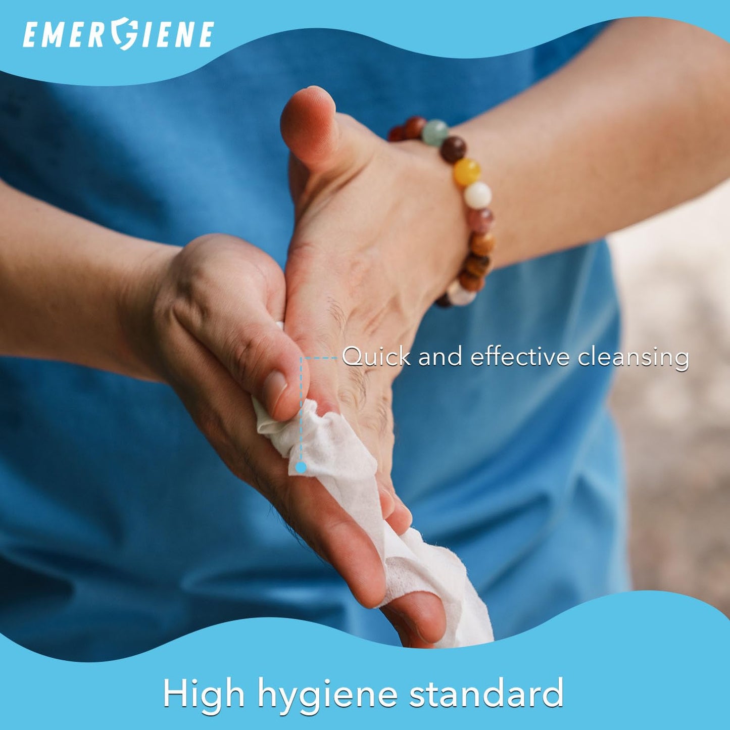 Emergiene Disposable Adult Washcloths Wet Wipes - 300 Count, 6 Packs, Rinse Free, Enriched with Aloe & Vitamin E, Perfect for Home, Clinic & Hospital, Gym, Camping, Outdoor, Incontinence Cleansing