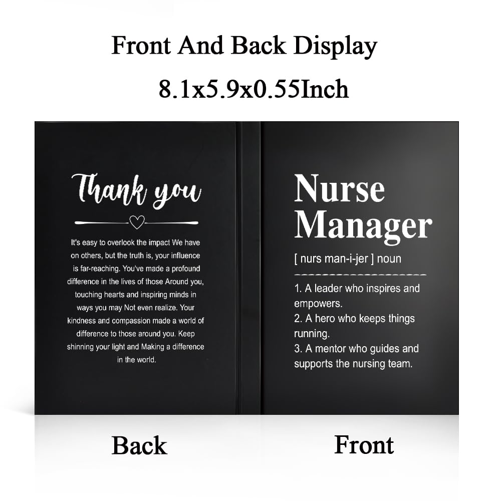 WUUCKOO Nurse Manager Definition 80 Sheets 160 Pages Blank Double-sided Hardcover Notebook, Thank You Appreciation Gift for Nurse Manager, Nurses Day Gift, Birthday Retirement Gifts for Nurse Manager