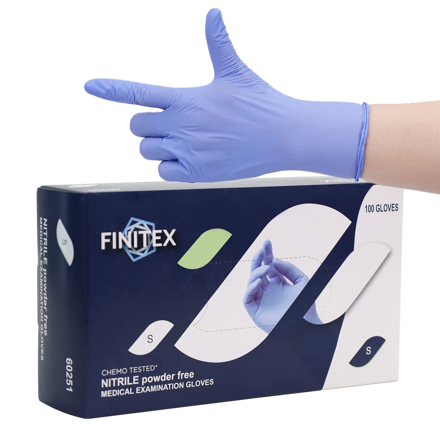 FINITEX Nitrile Disposable Gloves Medical Exam Gloves - 100 PCS Blue Latex-free Examination Chemo Food Gloves (Small)