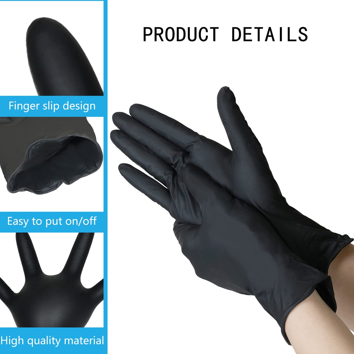 akgk Nitrile Gloves, 100 Pcs Disposable Black Nitrile Gloves 4 Mil Small, Cleaning Gloves for Cooking, Household & More, Powder-Free, Latex-Free