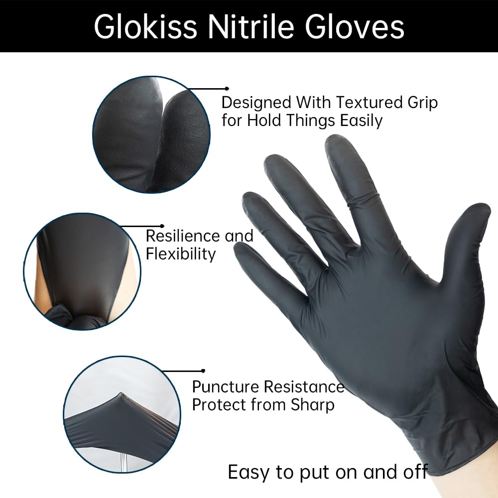 GLOKISS Disposable Nitrile Gloves Latex Free Rubber Cleaning Gloves 5 Mil,Food Safe Cooking Gloves Working Gloves (100, Medium)