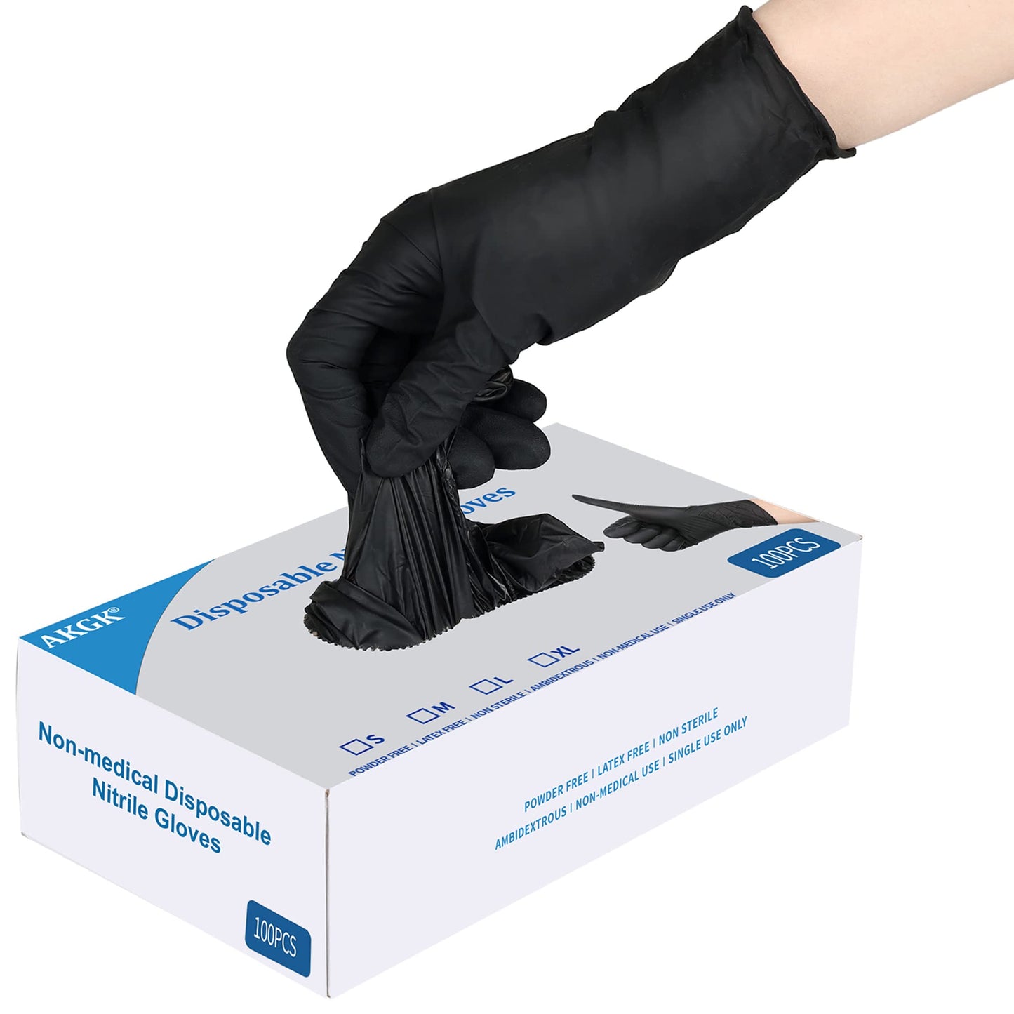 akgk Nitrile Gloves, 100 Pcs Disposable Black Nitrile Gloves 4 Mil Small, Cleaning Gloves for Cooking, Household & More, Powder-Free, Latex-Free