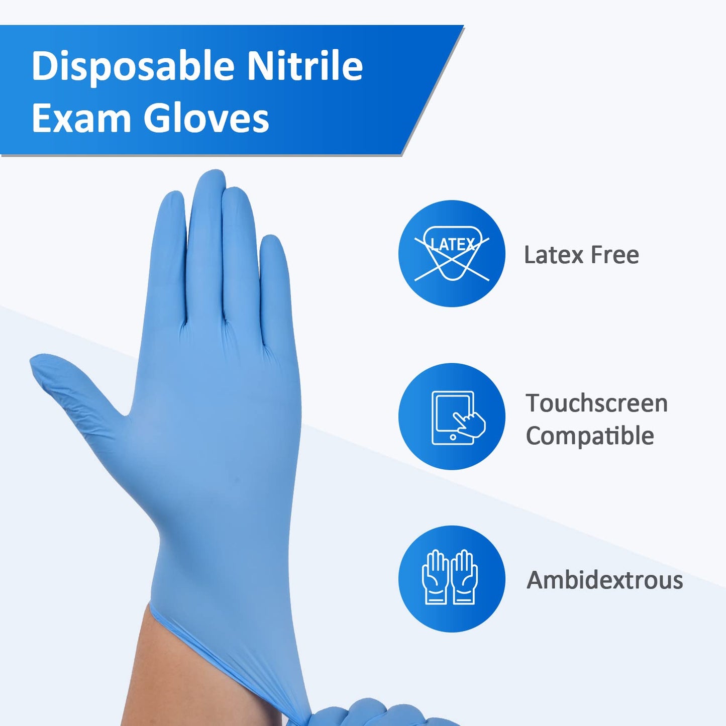 Schneider Nitrile Exam Gloves, 4mil, Blue, Large 100-ct Box, Disposable Latex / Powder-Free, Food Safe Rubber Medical / Cleaning Gloves for Cooking & Food Prep, Non-Sterile