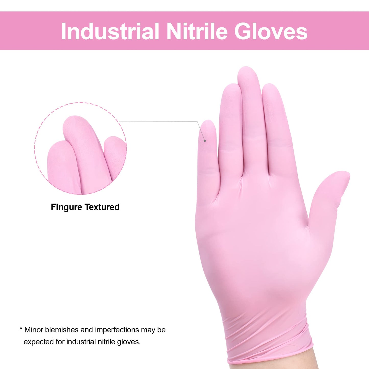 SwiftGrip Pink Disposable Gloves, 3-mil, Medical exam Gloves Disposable Latex Free, Gloves for Cleaning & Esthetician, Pink Rubber Gloves, Pink Cleaning Gloves, Powder-Free, 100-ct Box (Medium)