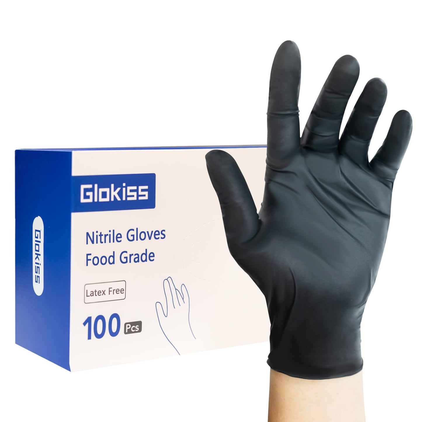 GLOKISS Disposable Nitrile Gloves Latex Free Rubber Cleaning Gloves 5 Mil,Food Safe Cooking Gloves Working Gloves (100, Medium)