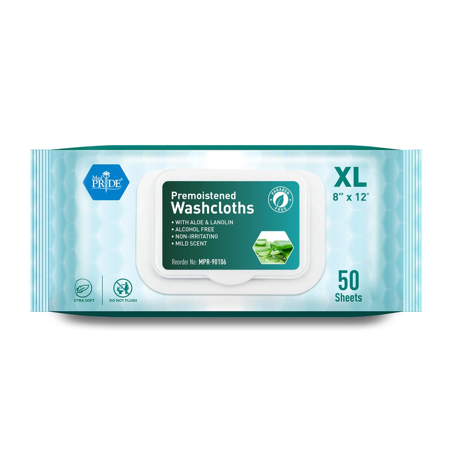 MED PRIDE Disposable XL Premoistened Washcloths 600-count, 8" x 12" for Adults| Silky Soft Wet Wipes W/Aloe & Lanolin Mild Scent| Ideal for Skincare/Personal Cleansing, Makeup Removing, Travel & More