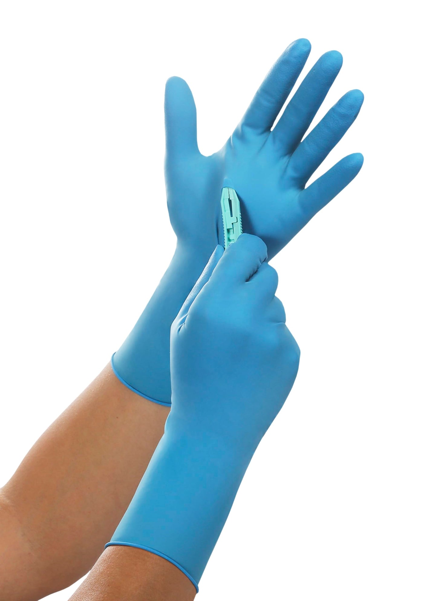 Microflex SafeGrip SG-375 Extra Thick Disposable Latex Gloves for Life Sciences, Automotive w/Textured Fingertips - Medium Blue (Box of 50)