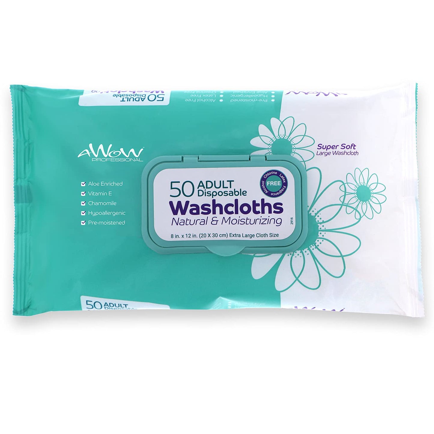 AWOW Wipes for Adults - Natural 200 Large Body Wipes for Adults Bathing, Adult Wipes for Incontinence, Unscented Bath Wipes for Adults No Rinse, 50 Count (Pack of 4)