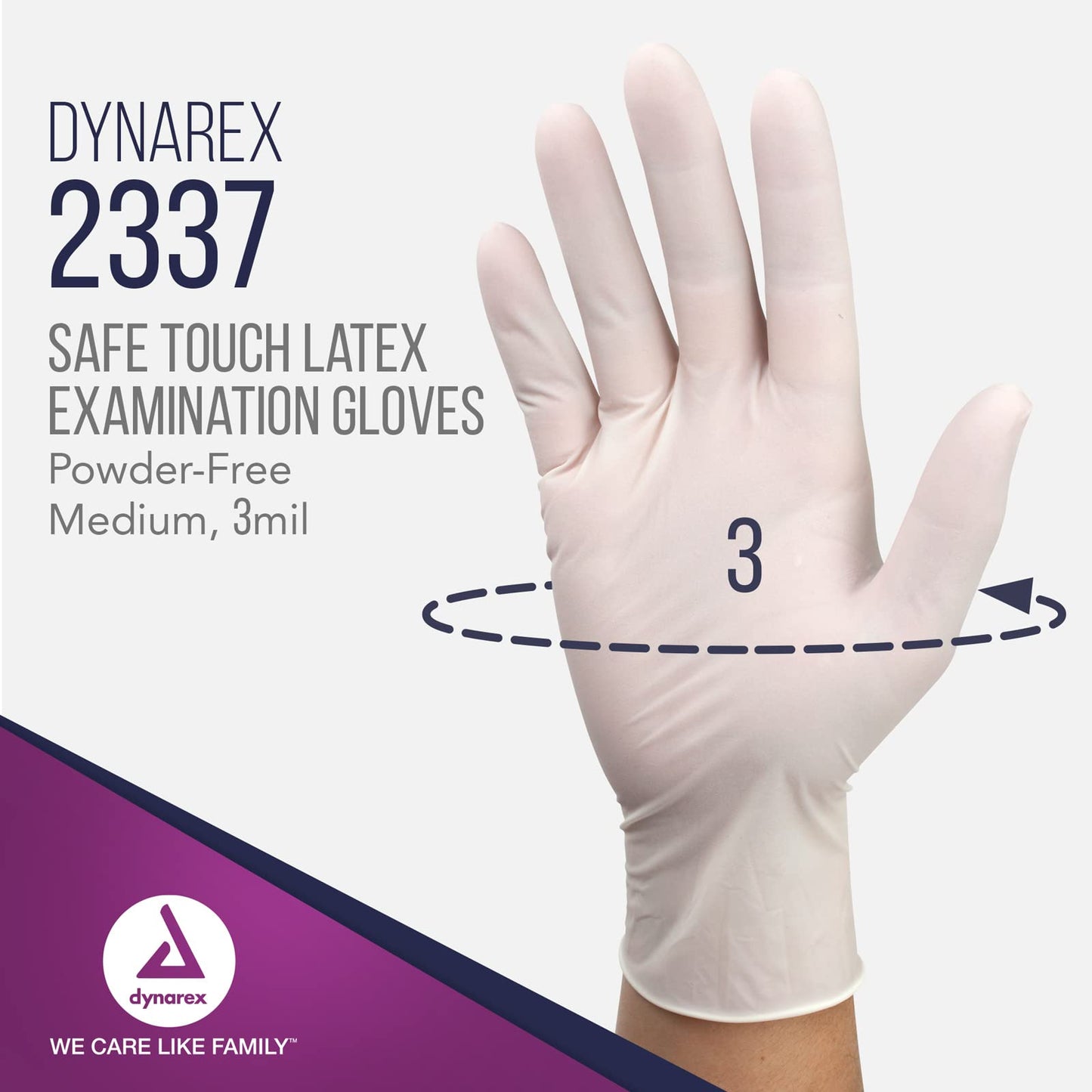 Dynarex Safe-Touch Disposable Latex Exam Gloves, Powder-Free - Healthcare, Corrections/Law Enforcement, Salon/Spa - Bisque, Medium, 1 Case - 10 Boxes of 100 Gloves