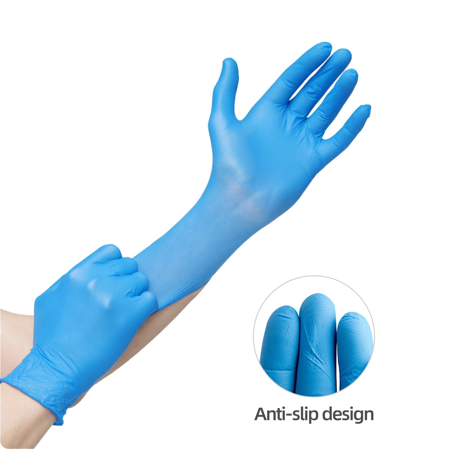 ANBOSON Nitrile Exam Gloves 6mil – Latex-Free, Powder-Free, Textured for Cleaning and Food Handling (Blue of 200, Medium)