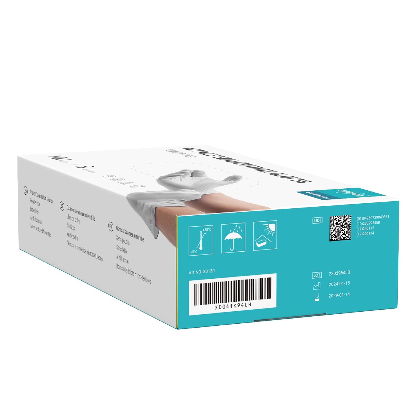 EUROPAPA Nitrile Exam Gloves, White, S, Pack of 100