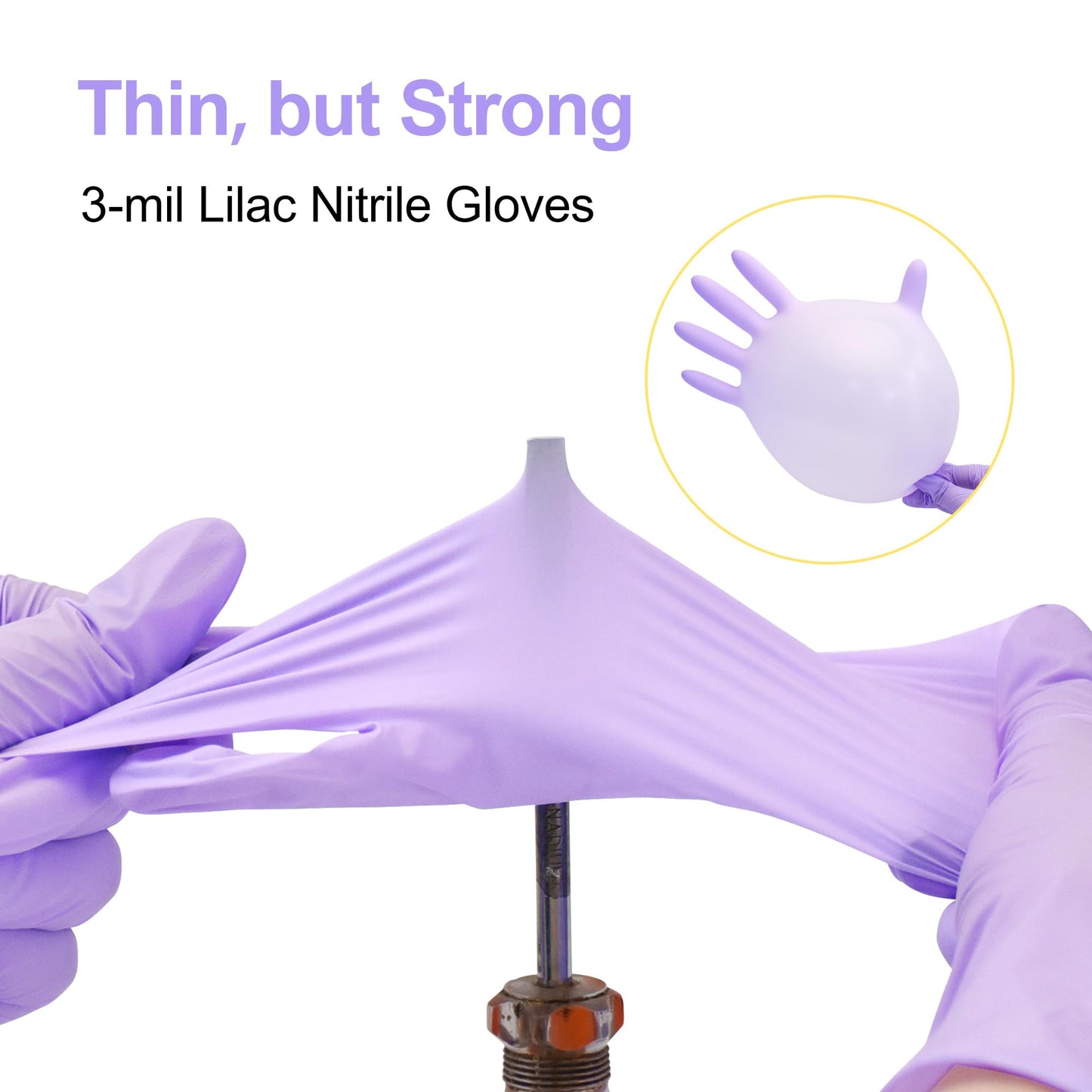 SwiftGrip Disposable Nitrile Exam Gloves, Meduim, 50ct Box, 3-mil, Lilac Gloves Disposable Latex Free, Powder Free Gloves for Cooking, Cleaning, Examination