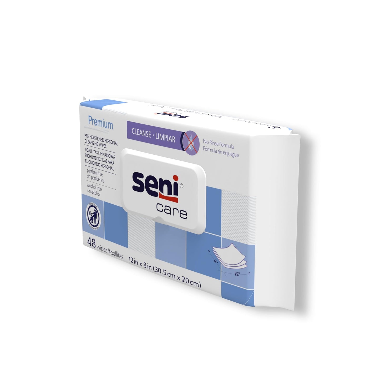 Seni Care Bath Wipe or Washcloth 8 x 12" S-WR48-C11, 2 Pack 96 Wipes