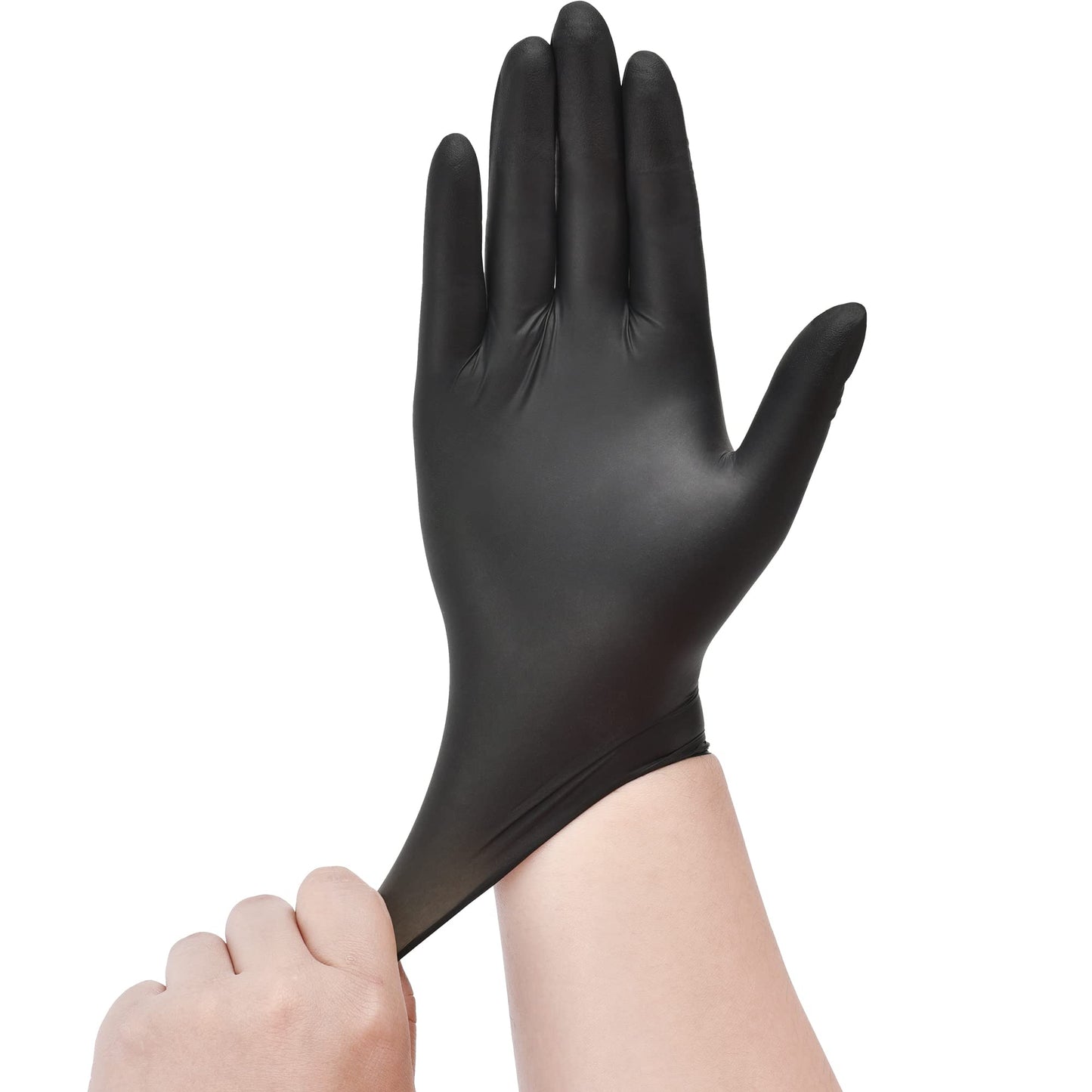 SwiftGrip Disposable Nitrile Exam Gloves, Black Nitrile Gloves Disposable Latex Free for Medical, Cooking & Esthetician, Food-Safe Rubber Gloves, Powder Free, Non-Sterile, 100-ct Box (Medium)