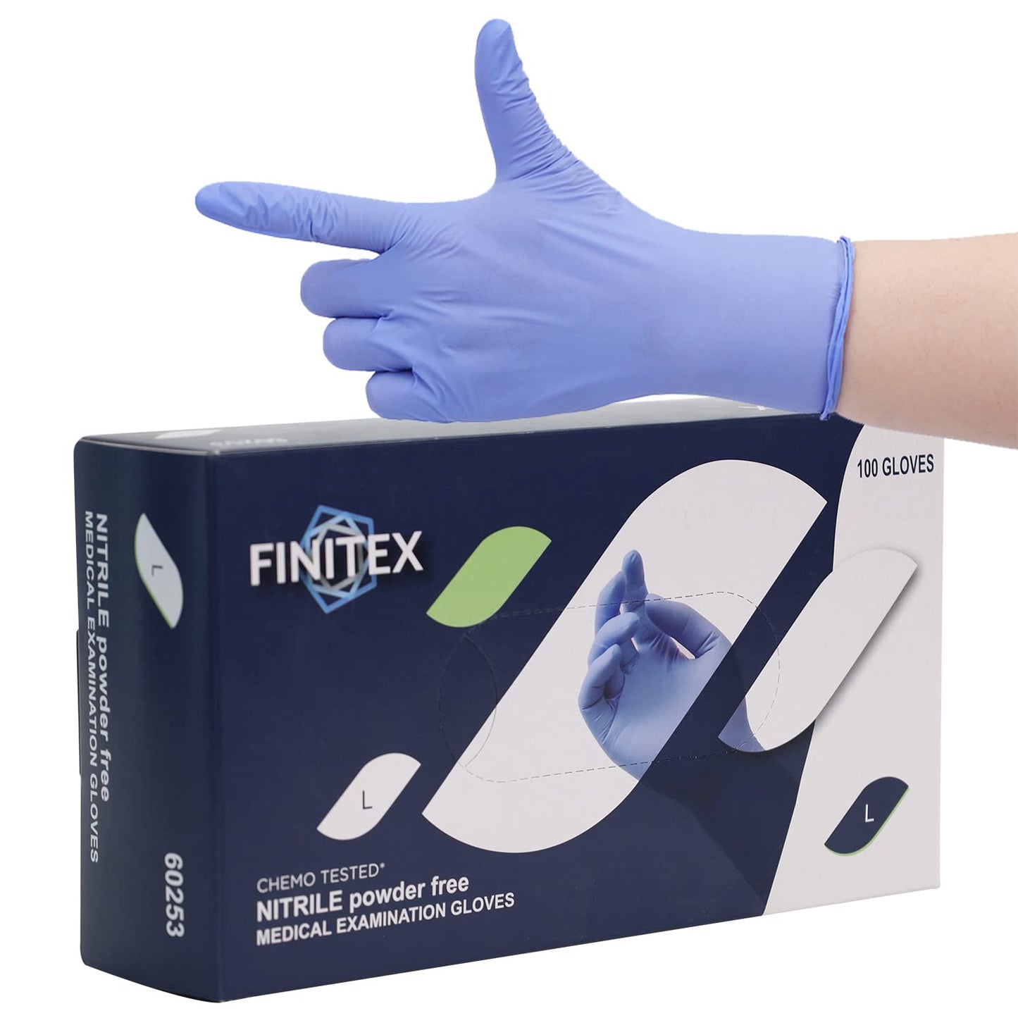 FINITEX Nitrile Disposable Gloves Medical Exam Gloves - 100 PCS Blue Latex-free Examination Chemo Food Gloves (Medium)