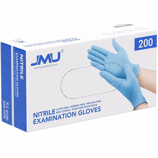 JMU Disposable Nitrile Exam Gloves Large 200 Count, Medical Gloves Latex Free, Powder Free, Blue