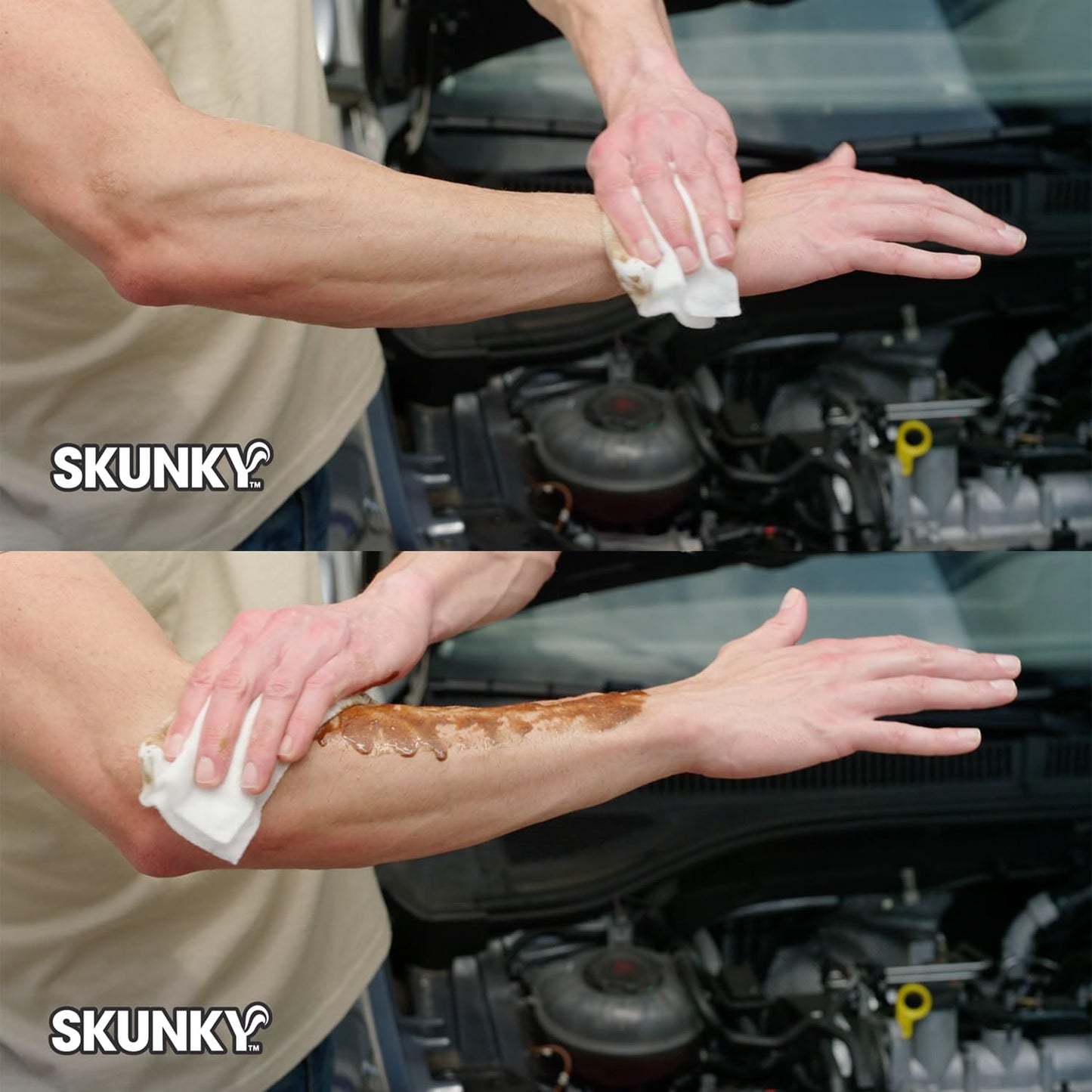 Skunky Disposable Rinse-Free Bathing Sponge Wipes, AS-SEEN-ON-TV, Cleans Without a Shower, Just Add Water, Lather, Scrub & Dry With No Sticky Residue, Gym, Elder Care, Kids & More