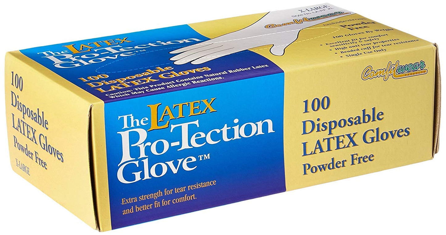 100 Disposable Latex Gloves, Powder Free Size X-large