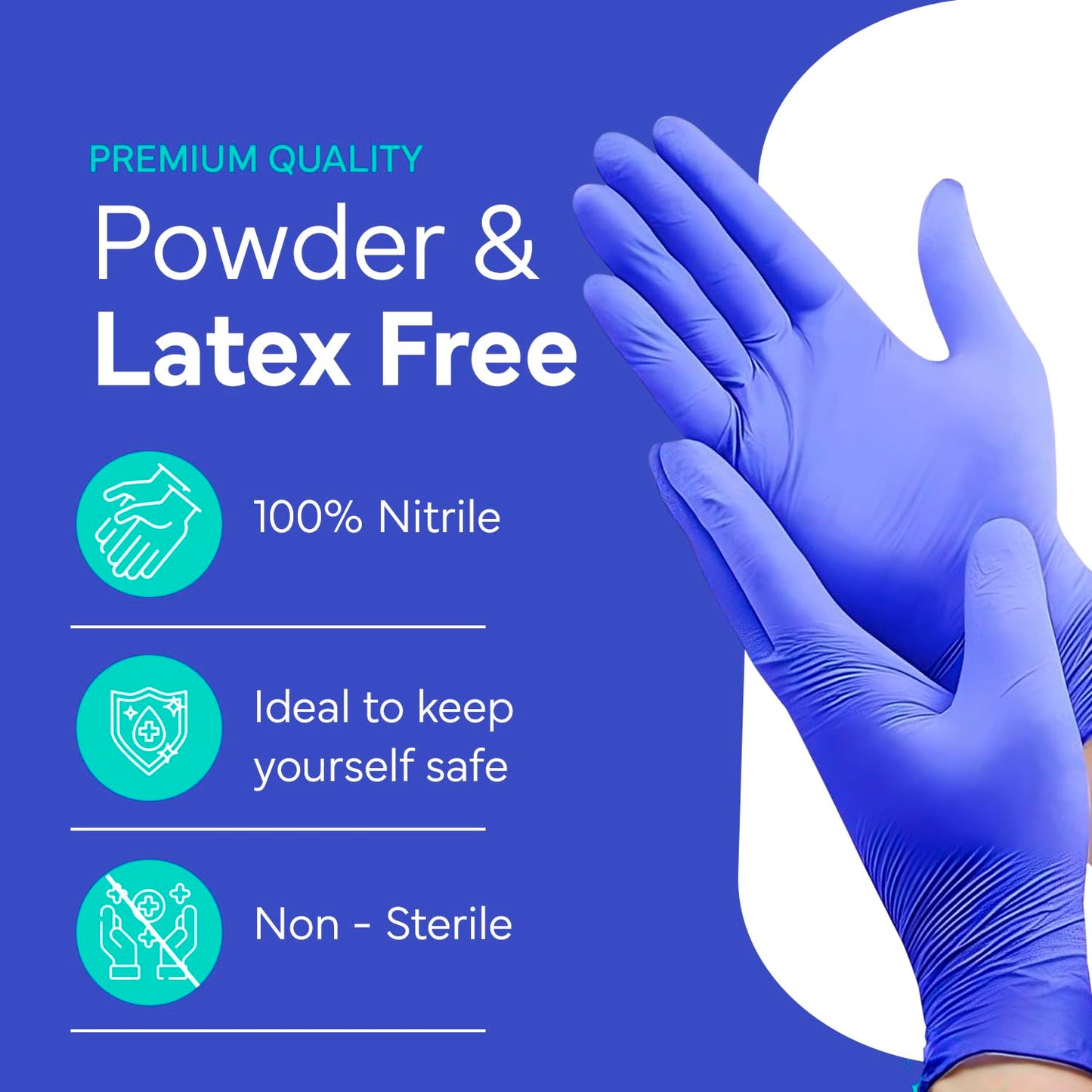 OWELL Medical Examination Nitrile Gloves, Powder & Latex-Free Disposable Gloves, 4Mil Thick Blue Medical Glove, Professional & Resistant Med Gloves, X-Large Size Exam Gloves, 1000 Count