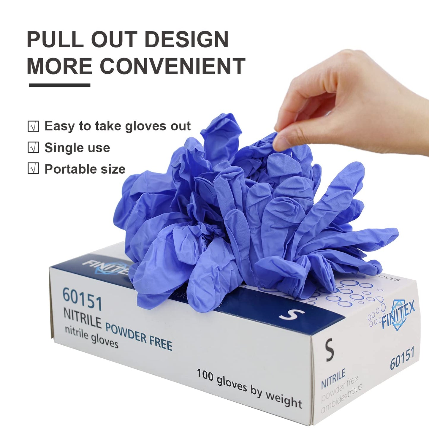 FINITEX Disposable Nitrile Exam Gloves 1000 PCS - 3.2mil Ice Blue Powder-free Latex-Free Gloves Examination Home Cleaning Food Gloves (L)