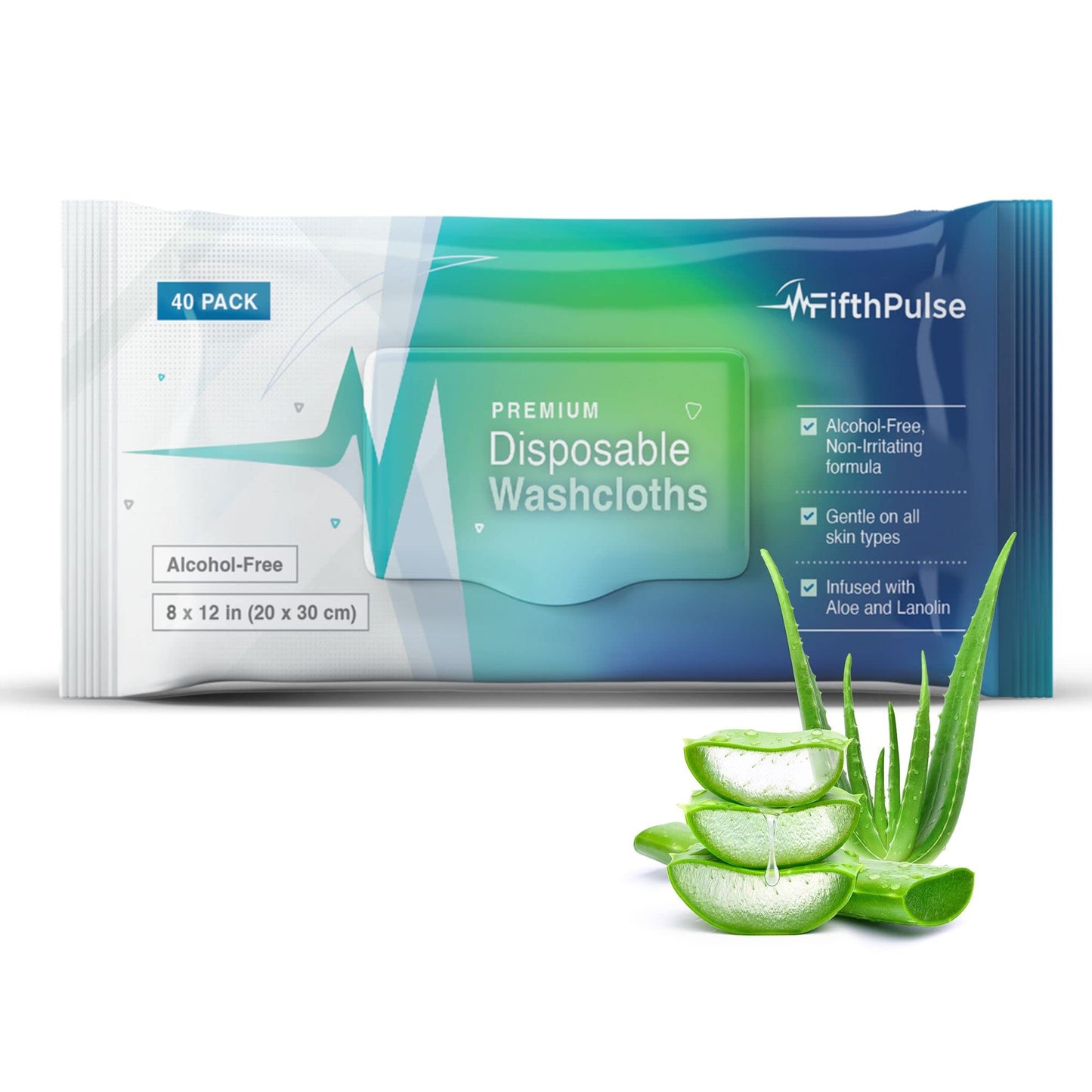 Disposable Body Wipes For Adults (2 x 40 Packs) - Premoistened Body Wipes For Adult Bathing Infused With Aloe and Lanolin - Alcohol-Free Adult Wipes For The Elderly Extra Large - 8" x 12" Washcloths