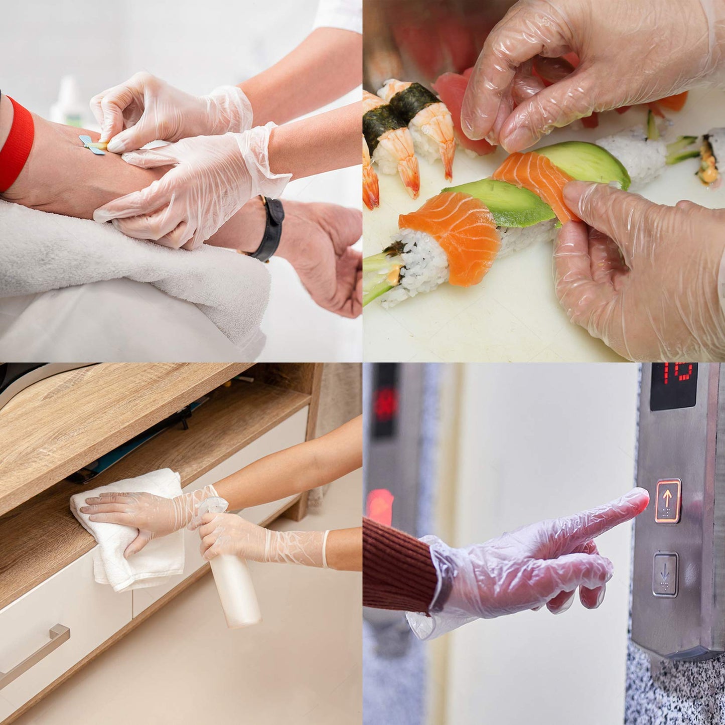 Oh! Trendy Disposable Medical Clear Vinyl Exam Gloves Industrial Gloves - Latex-Free & Powder-Free 100PCS - XLarge