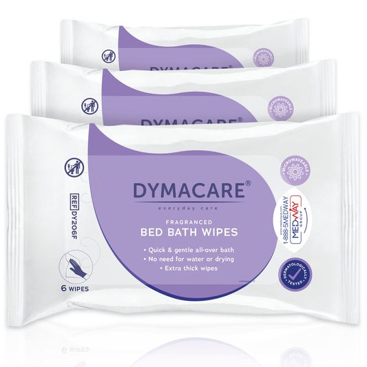 DYMACARE Fragranced Bed Bath Wipes | Rinse-Free Microwaveable Premium Adult Skin Cleansing Wet Wipes | Thick Large Body Wash Cloths | with Aloe Vera | 3 Packs